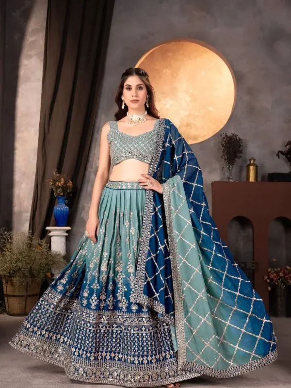 Blue color lehenga choli with heavy sequence