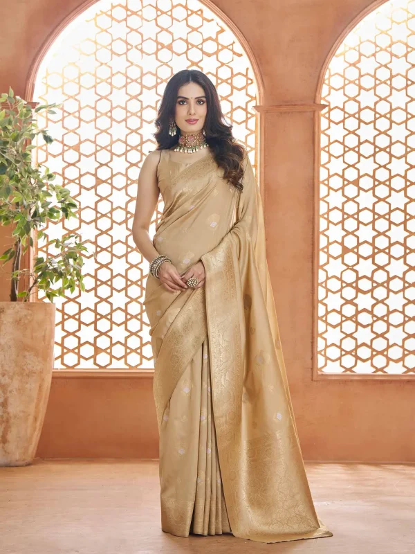 Gold color designer saree