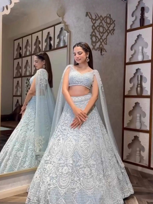 white color party wear lehenga choli