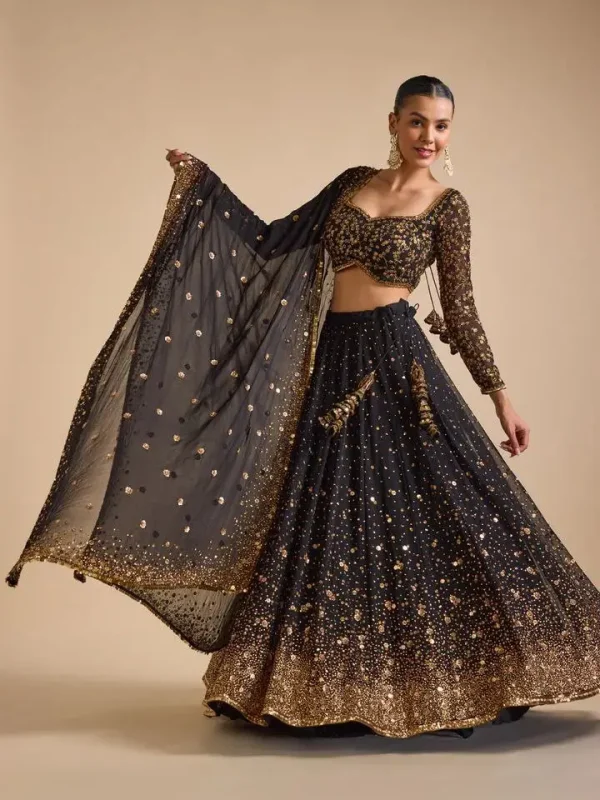 Black color embroidered lehenga choli