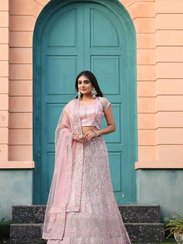 Pink color embroidered lehenga choli