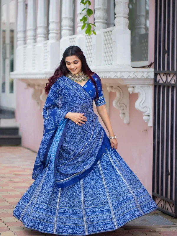 Blue printed lehenga choli