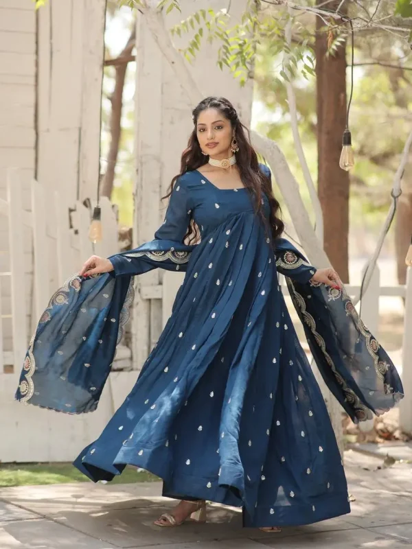 Blue gown with dupatta