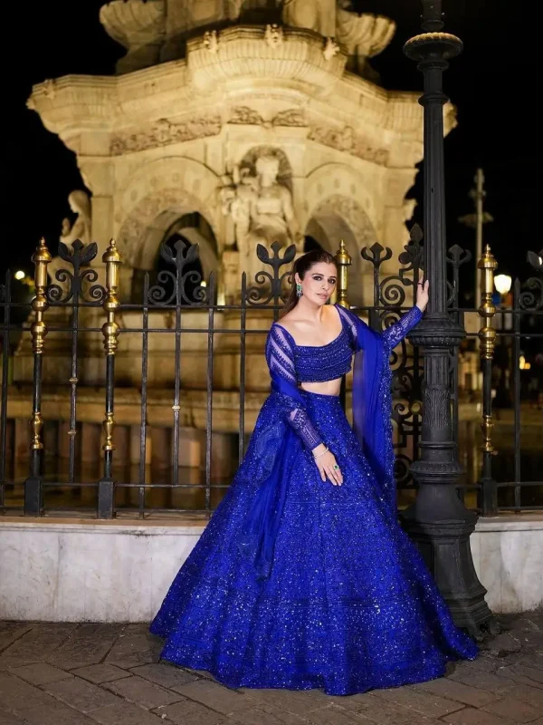 Blue color Sequence lehenga choli