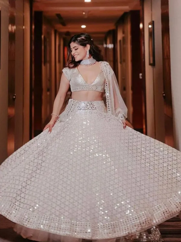 white georgette lehenga choli