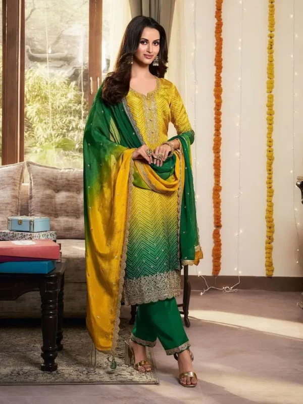 yellow and Green salwar suit