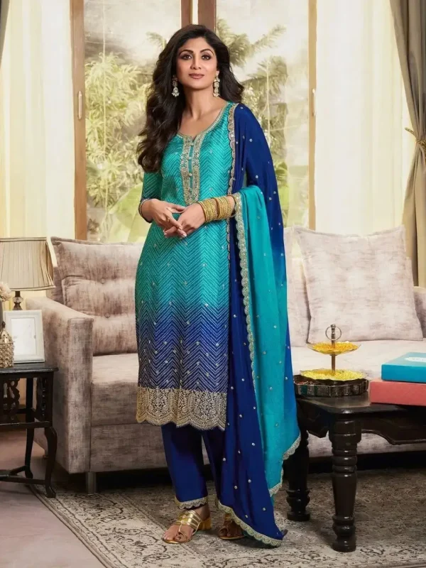 Blue printed salwar suit