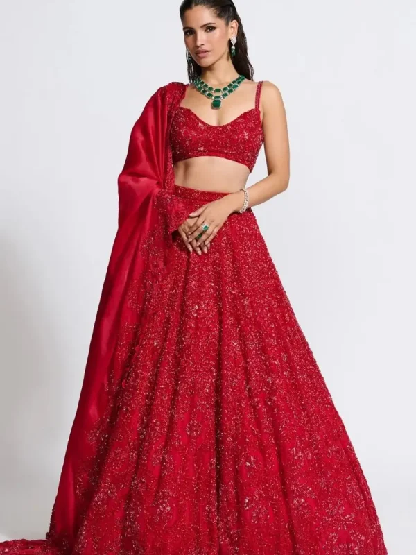 red lehenga choli