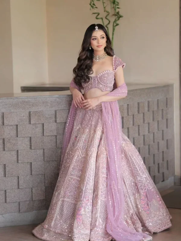 light purple wedding wear lehenga choli