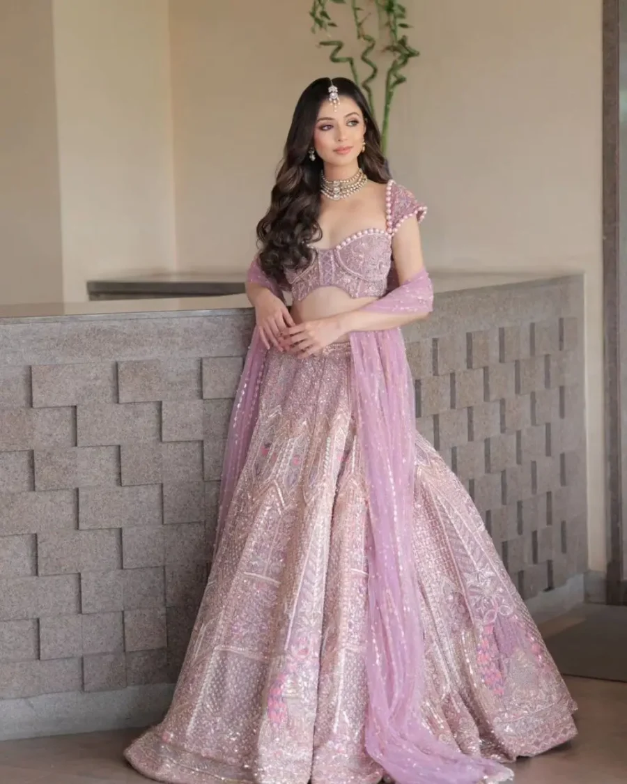 Traditionally Light Purple Kasturi Silk Embellished  Multi Thread Embroidery lehenga choli