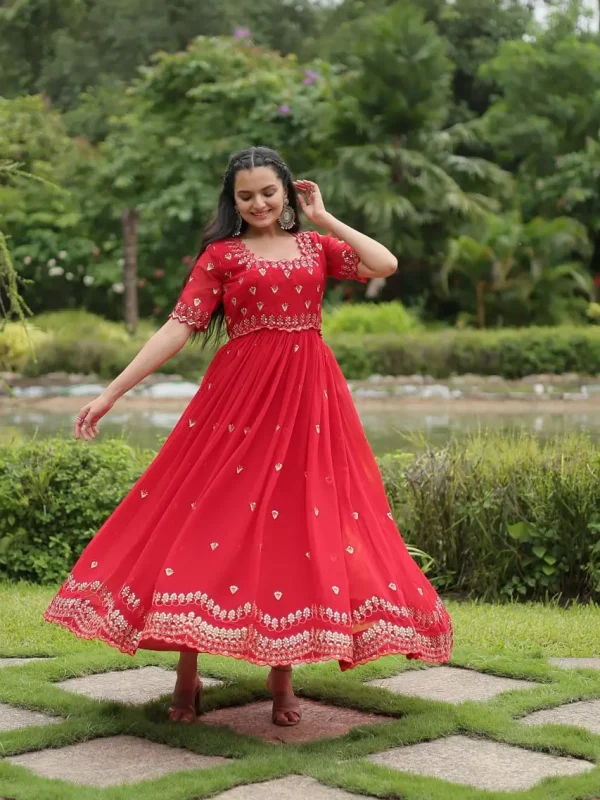 Red color festive gown