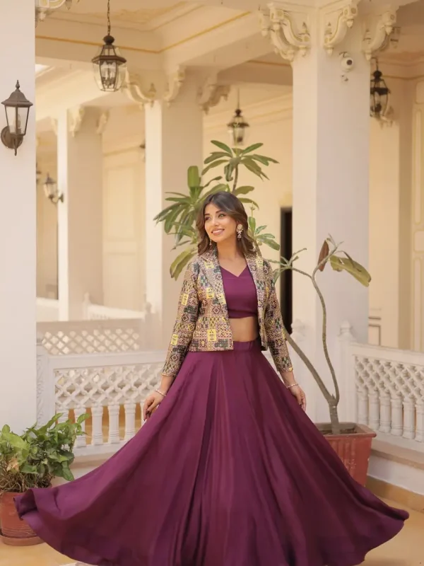 Wine color koti with lehenga