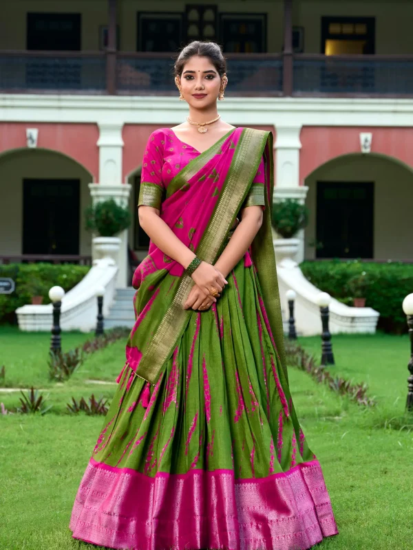 Pink and green lehenga choli