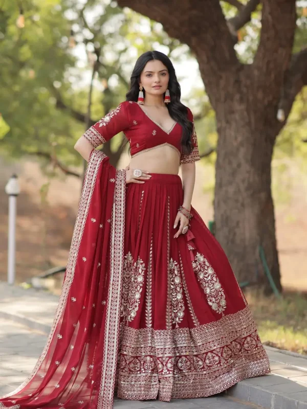 Maroon embroidered lehenga choli