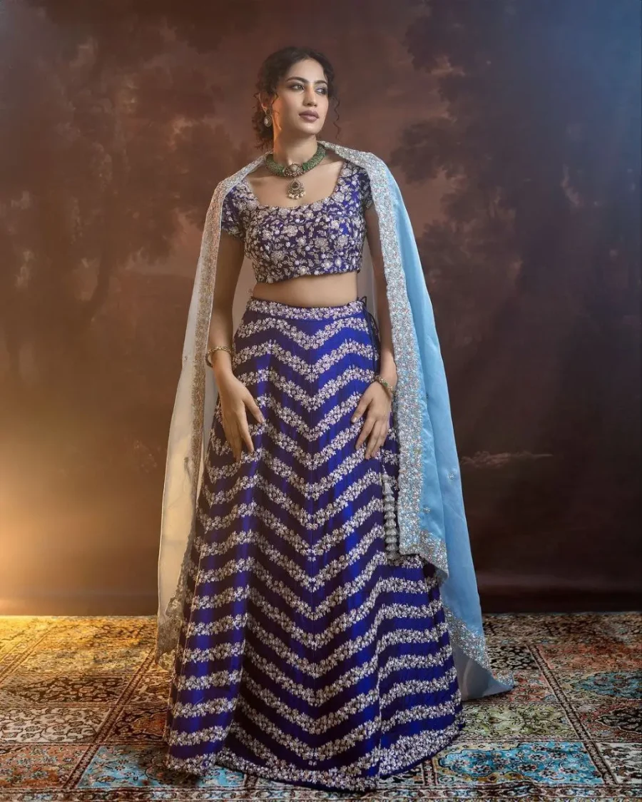 Most Beautiful Designer Premium Chinon Silk  Embellished With Beautiful Embroidery, Coding& Heavy Sequins Work Lehenga