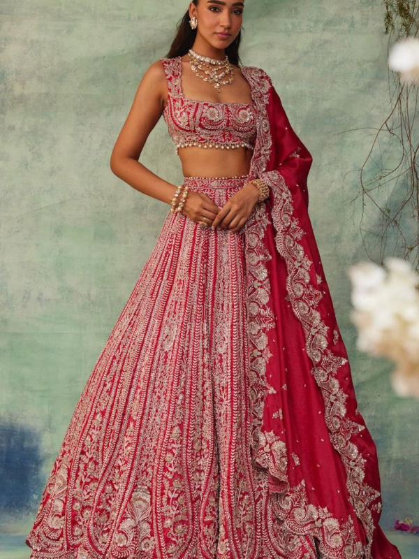 Sabyasachi designer wedding lehenga with sequins,coding work