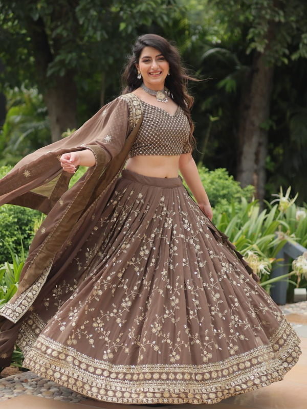 MOST elegant embroidery and sequins work lehenga choli